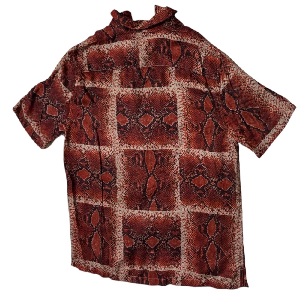 All Saints Red Snake Print Casual Button Down Shirt - Picture 4 of 15